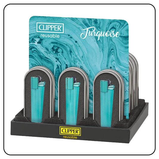 Clipper Metall Feuerzeug: Turquoise inkl. Geschenkbox