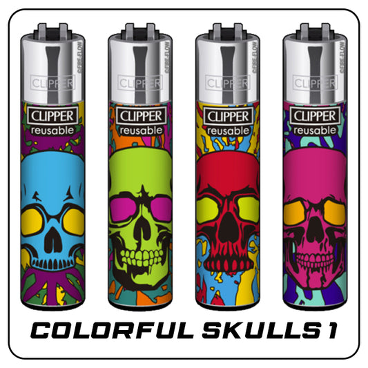 Clipper Large Colorful Skulls #1