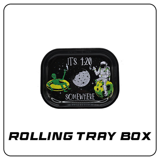 Box mit Rolling Tray "It's 4:20 Somewhere" 14x18cm